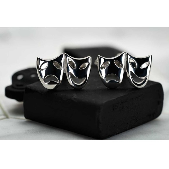 I Dear Martian Mens Emoji Silver Costume Cufflinks
